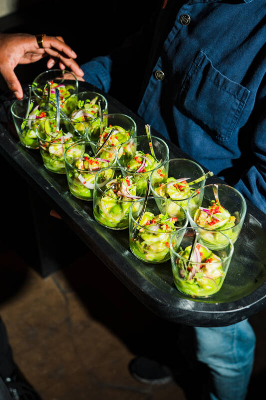 Pairing bites carried out on a tray