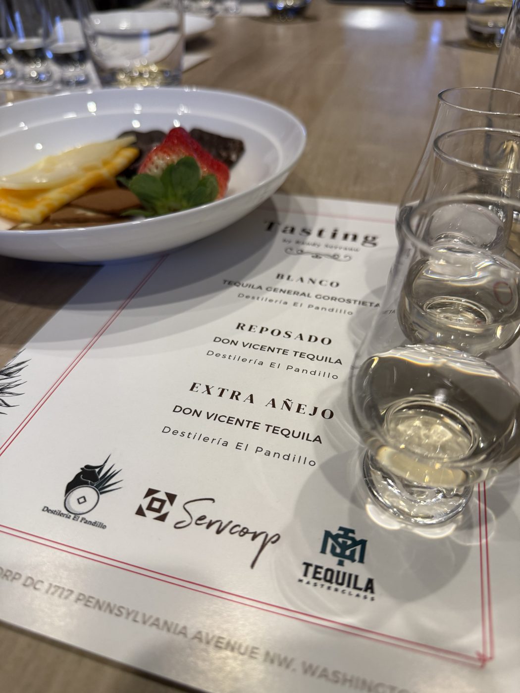 A tasting mat and pairing plate set for a corporate masterclass in Washington, D.C.
