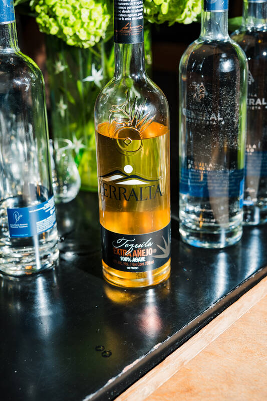 Bottles displayed at a brand activation